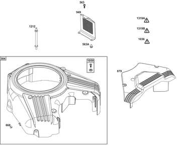 Part Location Diagram of 847386 Briggs and Stratton Housing-blower